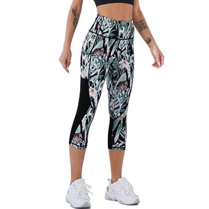 Leggings Capri da donna pantaloni da Yoga da palestra a vita alta con tasche in Spandex/Nylon collant da allenamento per Fitness Running-fornitura ODM - Product Image 5