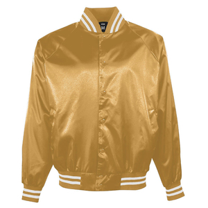 Chaqueta de chándal de satén personalizada para amantes Tela de satén Bordado Uniforme de béisbol Diseño de retazos Estilo formal Sin cuello - Product Image 6