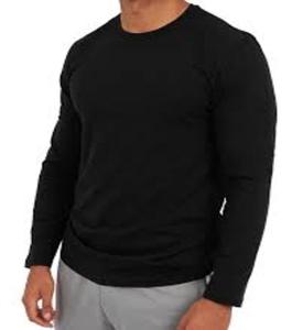 Camiseta informal de algodón orgánico con cuello redondo para hombre 180 manga completa diseño liso personalizable camiseta en blanco - Product Image 1