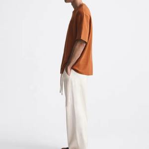 Camisetas de algodón de tela suave de colores personalizados para hombre, camisetas de manga corta con cuello redondo y top de gran tamaño, camisetas personalizadas para hombre - Product Image 4