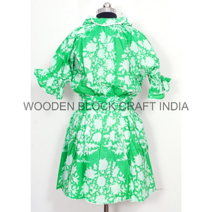 Robe d'été courte à fente haute en coton floral pour femme, élégante, légère, respirante, boutonnée, écologique, idéale pour les fêtes - Product Image 6