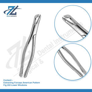 Fórceps de extracción Patrón americano Fig 222 Lower Wisdoms Alemán de alta calidad Starnderd Instrumentos quirúrgicos dentales Pakistán - Product Image 3