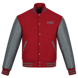 Chaqueta de Invierno para Hombre, Estilo Varsity, Duradera y a la Moda, con Mangas de Cuero, Cierre Frontal, Transpirable, Ecológica, Cómoda para el Uso Diario - Product Image 1