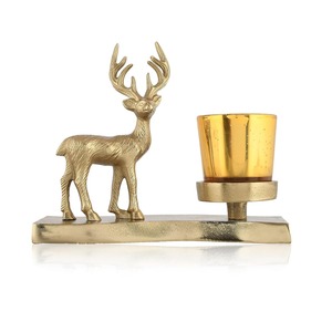 กวางเรนเดียร์สีทองพร้อมที่วางเทียนของตกแต่งเทศกาลคริสต์มาสที่ไม่เหมือนใครเหมาะสำหรับตั้งโต๊ะหรือตกแต่งบ้าน - Product Image 3