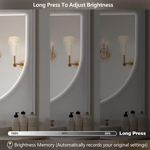 Retroiluminación LED asimétrica, espejo de maquillaje con forma de hoja, función regulable antivaho, Interruptor táctil, iluminación ajustable para uso en Hotel - Product Image 6