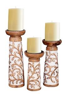 American Design Handmade Natural Acacia <b>Wood</b> <b>Candlestick</b> Holder Christmas Home Decoration Polished Candle Stand - Product Image 3