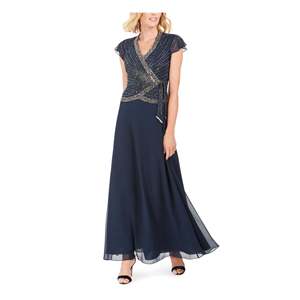 ชุดราตรีทรงเอไลน์สีน้ำเงินประดับตกแต่ง แบรนด์เจ คาร่า ไซส์ 16 ผ้าชีฟอง เอวธรรมชาติ ยาวลากพื้น เหมาะสำหรับงานแต่งงาน - Product Image 1