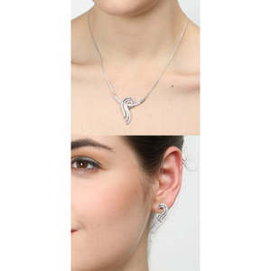 Ensemble de bijoux fins CLARA en argent sterling 925 plaqué rhodium, pendentif Zoe, boucles d'oreilles, collier avec chaîne, cadeau pour femmes et filles - Product Image 6