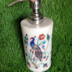 Distributeur de savon de luxe en marbre blanc fait à la main avec forme personnalisée pour la décoration de la salle de bain, de la cuisine et de l'hôtel - Product Image 1