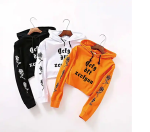 Ropa de mujer Logotipo personalizado Impresión de manga larga Sudadera con capucha Sudaderas Mujeres Crop Top Sudadera con capucha - Product Image 5