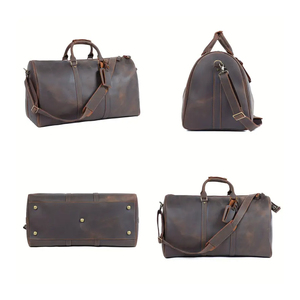 กระเป๋าทรงดัฟเฟิลกระเป๋าหนังทำด้วยมือสุดหรูมีความจุขนาดใหญ่ออกแบบโลโก้ได้ตามต้องการมีซับในโพลีเอสเตอร์สำหรับทั้งชายและหญิงกระเป๋าน้ำหนักเบา - Product Image 4