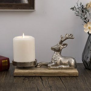 Nouveau design Bougeoir en aluminium pour animaux Bougeoir lourd en aluminium massif avec socle en bois Décoration pour la maison et Noël - Product Image 4