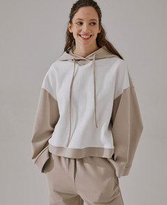 Haute qualité femme Vintage décontracté solide tricoté sweats à capuche surdimensionné lourd coton lavé col à capuche Badge en gros - Product Image 2