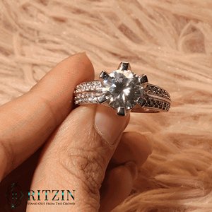 Round Cut Lab Grown Diamond Sterling <b>Silver</b> Prong Set <b>Solitaire</b> Engagement <b>Ring</b> for Women Cute RITZIN - Product Image 2