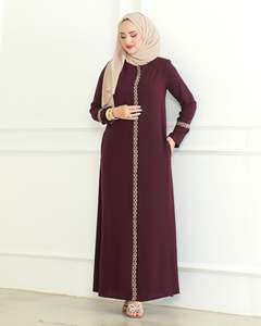 Abaya pour femmes musulmanes en tissu satiné de qualité supérieure, abaya prête à porter, longueur complète, abaya islamique musulmane de Dubaï, abaya de l'Aïd en gros - Product Image 3