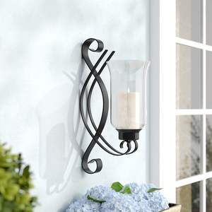 Bougeoir mural moderne en métal couleur noire fini nouveau design pour la maison hôtel restaurant - Product Image 6