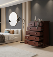 Commode verticale traditionnelle en chêne massif, 5 tiroirs, finition café, qualité supérieure, meubles de chambre à coucher, P.D.T VA21YC, prix d'usine