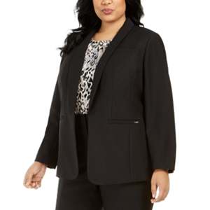 Blazer de Mujer Calvin Klein Parker Twill, Negro, Estampado Sólido, Talla 16, Cierre de un Botón, Tejido de Pana de Lana - Product Image 1