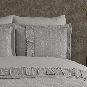 Juego de Ropa de Cama Guzide Esila Gris de 7 Piezas, Personalizado, Clásico, de Lujo, 100% Chenilla Orgánica, Tejido a Rayas, Lavable - Product Image 3
