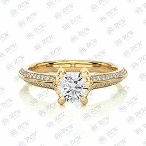 Anillo de moissanita solitario de corte brillante redondo TCW 1,00 para mujer, regalo de aniversario o cumpleaños con acentos elegantes - Product Image 6