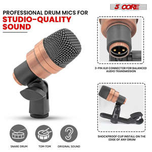5 Core Conga Mic Snare Tom Microphone Drum Kit <b>Condenser</b> XLR Instrument Mics - Product Image 4