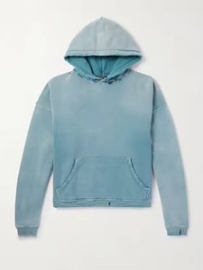 Streetwear Vintage Washed soleil délavé sweat à capuche effiloché bord ourlet brut Boxy Fit Acid Washed recadrée DDP expédition - Product Image 2