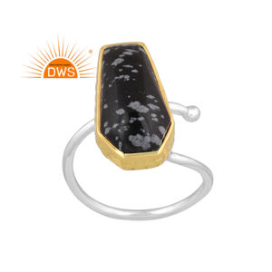 Latest Trending 2026 Fine Sterling Silver Natural Snowflake <b>Obsidian</b> Gemstone Stackable Ring Custom <b>Jewelry</b> Manufacturer - Product Image 1