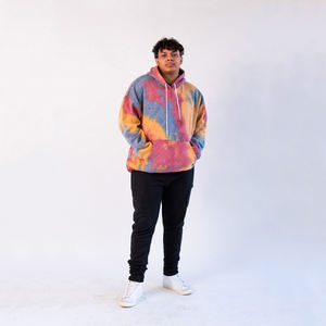 เสื้อฮู้ดแฟชั่นฮิปฮอปสไตล์ลำลองสำหรับผู้ชาย ฤดูหนาวปี 2023 ทรงหลวม สตรีทแวร์ ลายมัดย้อม ผ้าโพลีเอสเตอร์/คอตตอน - Product Image 2