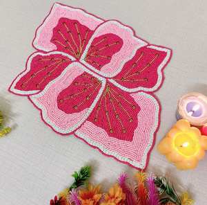 <b>Beaded</b> <b>Placemat</b> Handmade Round Charger for Luxury Dining & Holiday Decor Unique Piece Handmade <b>Beaded</b>, <b>Placemat</b>, Housewarming - Product Image 3