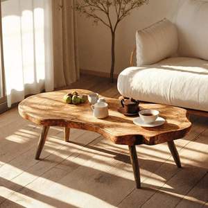 Table basse en bois au design luxueux pour salon haut de gamme, offrant un attrait boisé riche. - Product Image 4