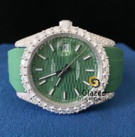 Montre de luxe pour homme en acier inoxydable, avec mouvement automatique ETA, sertie de diamants cultivés en laboratoire, grand cadran de 41 mm, style hip-hop mécanique.