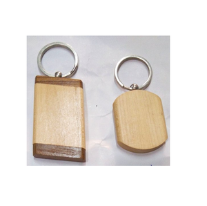 Porte-clés en bois promotionnel ornements suspendus porte-clés en cuir pendentif porte-clés en bois avec couleur bois naturel - Product Image 6