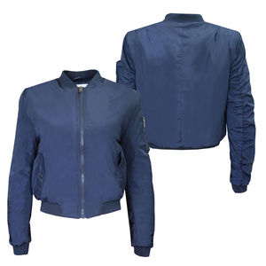 Chaquetas de mujer, prendas de vestir exteriores personalizables para mujer, chaquetas Bomber de cuero de piel de oveja con patrón de cuadros de punto transpirable - Product Image 3