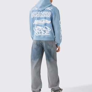 Basics Top Qualité Personnalisé Full Zip up Puff Print Hoodie Oversized Cotton Blended Blended Blank Men Hoodies à vendre à bas prix - Product Image 5