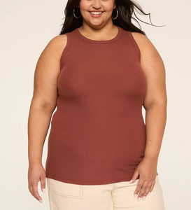 Hot Selling Comfortable Women's Plus Size Tank Top for Gym Yoga Quick-Dry Fitness Round Neck Cotton/Poly Blend Ribbed Knit - Product Image 1