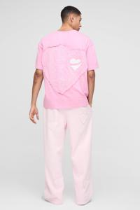 T-shirts personnalisés surdimensionnés Heavyweight Hearts Applique pour hommes Respirant Fabriqué au Pakistan - Product Image 2