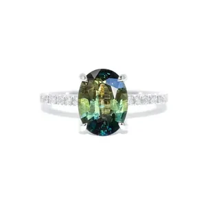 Green Quartz Stone Solid 925 Sterling Silver Custom Design Women Girl Wedding Band Engagement Fine Silver Jewelry Rings