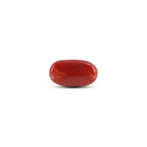 Coral Rojo Japonés, Gema Suelta de 7.8 Quilates, Corte Ovalado, Pulido, Sintético, Material Cornalina de 3mm de Altura - Product Image 2