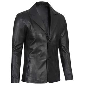 Elegante Abrigo Formal de Cuero Vacuno Genuino de Lujo para Hombre, Blazer de Cuello en V, Transpirable, Talla Grande - Product Image 3