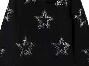 2025 nouveau gros sur mesure dans le meilleur matériel hommes strass coton mélangé Streetwear imprimé col à capuche Couples à capuche - Product Image 6