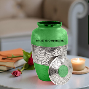 Wholesale Brass Green Cremation Urn Adult Ashes Floral Engraved Memorial Funeral Keepsake <b>Jars</b> Low Price Burial Metal Vessel Urn - Product Image 6