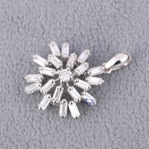 Colgante de diamante de moissanita de corte Baguette de Plata de Ley 925 de alta calidad para mujer, probador de diamantes de diseño personalizado - Product Image 4