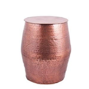 Tabouret rond en aluminium mat argenté avec design artisanal et finition moderne pour le mobilier de bureau et de jardin - Product Image 6