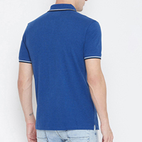 Polo à manches courtes pour homme, couleur bleue unie, 100% coton piqué, style décontracté, respirant, coupe classique