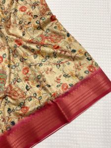 Dernier concepteur Tussar Silk Saree Nouvelle arrivée Style moderne pur doux Kalamkari imprime pour les femmes mode fabriqué pour les adultes - Product Image 4