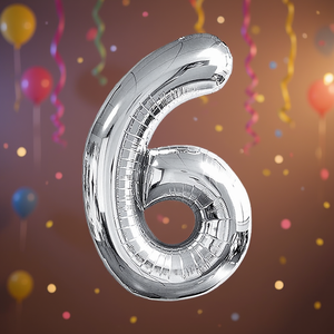 Party Love <b>Balloon</b> Numero <b>Silver</b> N6 45cm 12 pcs Bag - Product Image 3