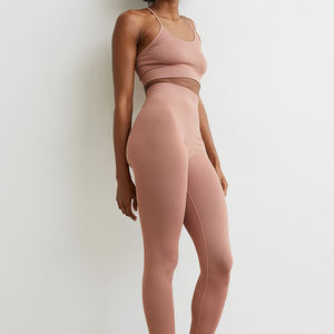 High Quality Custom Women's <b>Summer</b> Sport Style Gym Workout Seamless Knitted <b>Leggings</b> Wholesale Logo Waist <b>Leggings</b> - Product Image 3