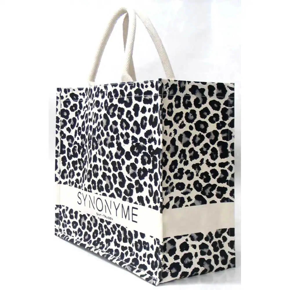Thick canvas bag all over print for promotion classy shopping bag under your brand name gusset tote bag with strong handles