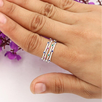 Ensemble de bagues empilables multi-pierres pour femmes, argent sterling 925 avec rubis, émeraude, tanzanite et saphir bleu, bijoux faits à la main