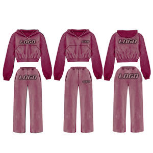 Logo personalizado 100% Material de algodón Conjuntos de 2 piezas Alta calidad Nueva llegada Zip up Transpirable Conjuntos de mujer - Product Image 5